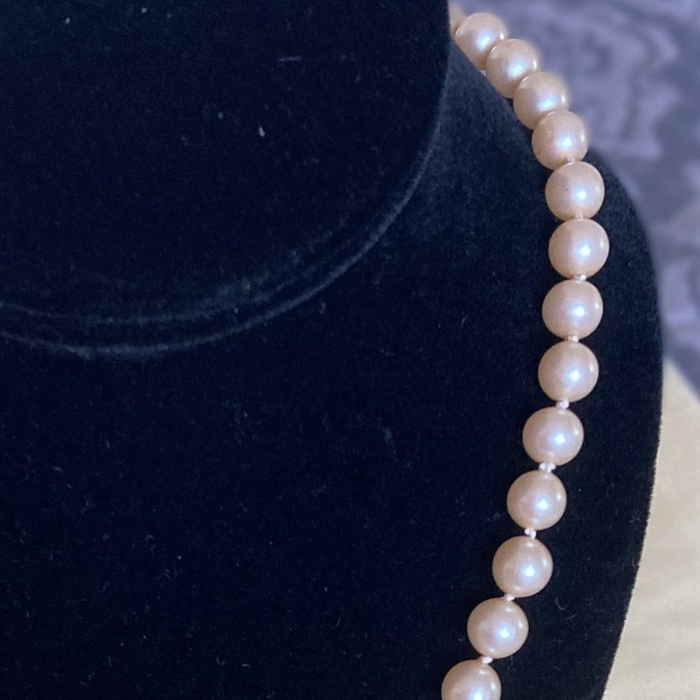 Long Genuine Pearl Hand-Knotted Necklace - Vintage - Picture 6 of 7